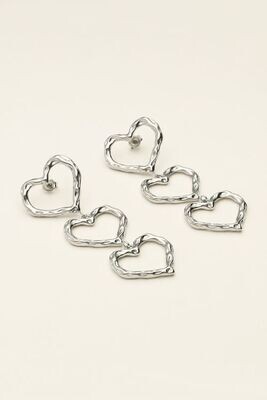 My Jewellery Earrings statement open heart Zilver