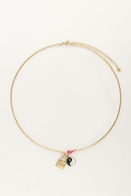 My Jewellery Necklace with charms and pink lock Goud