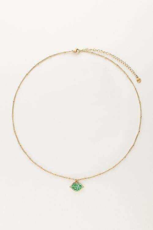 My Jewellery Necklace with green tres belle char Goud