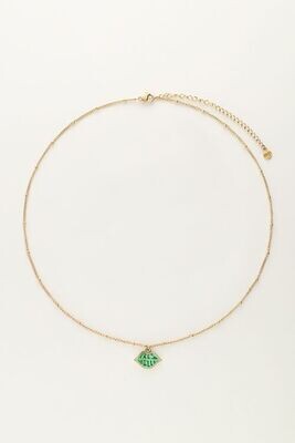My Jewellery Necklace with green tres belle char Goud