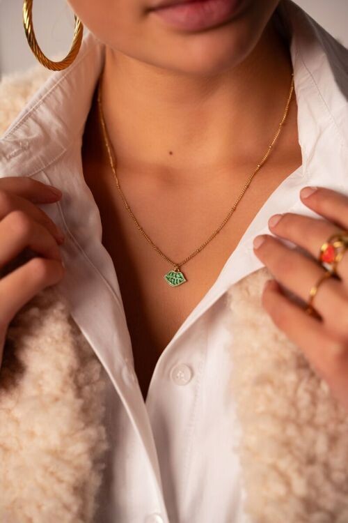 My Jewellery Necklace with green tres belle char Goud