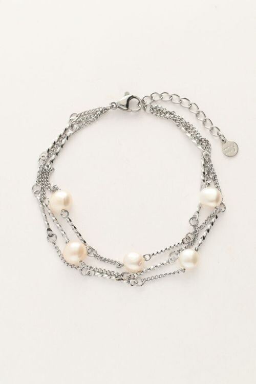 My Jewellery Bracelet 3 layers pearls Zilver, Size: OS