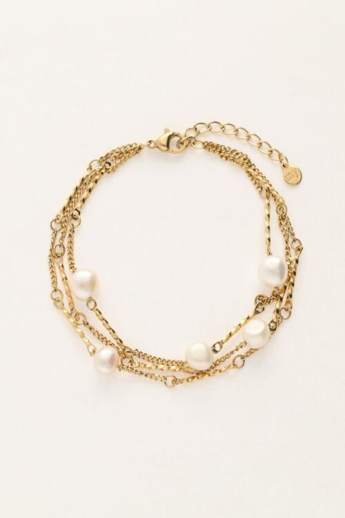 My Jewellery Bracelet 3 layers pearls Goud, Size: OS