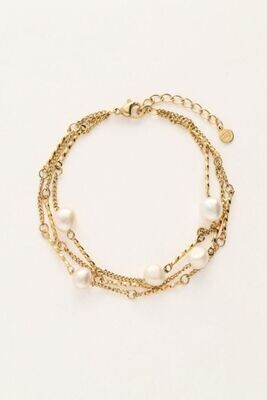 My Jewellery Bracelet 3 layers pearls Goud