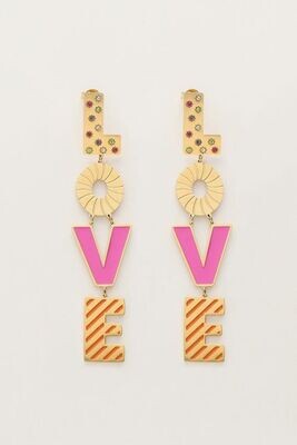 My Jewellery Earrings letters love pink Goud