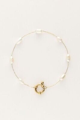 My Jewellery Bracelet chain big pearls Goud