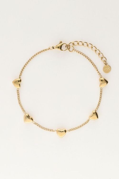 My Jewellery Bracelet 5 hearts Goud, Size: OS
