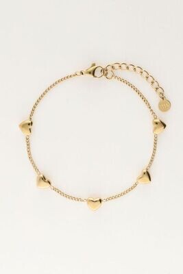 My Jewellery Bracelet 5 hearts Goud