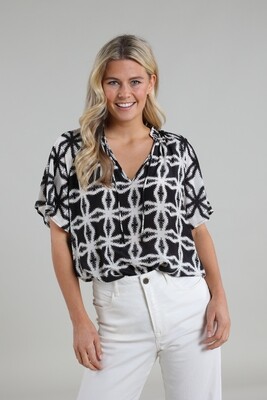 Nukus blouse Laila zwart/wit