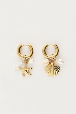 My Jewellery Earring hoops shell starfish Gold