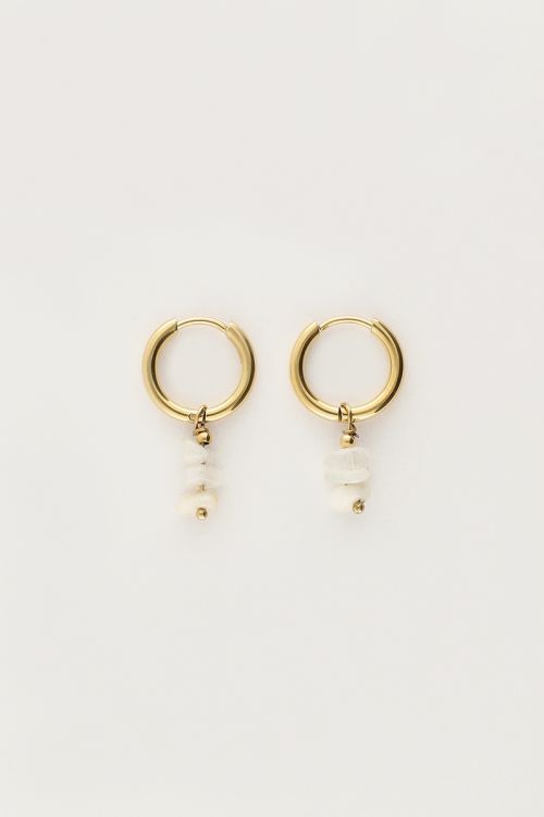 My Jewellery Earring hoops 3 stones white Gold