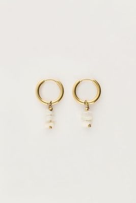 My Jewellery Earring hoops 3 stones white Gold