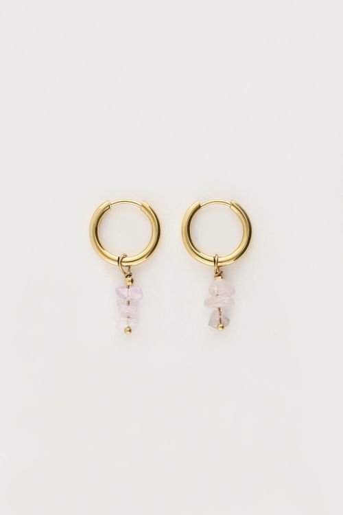 My Jewellery Earring hoops 3 stones lilac Gold