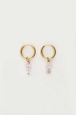 My Jewellery Earring hoops 3 stones lilac Gold