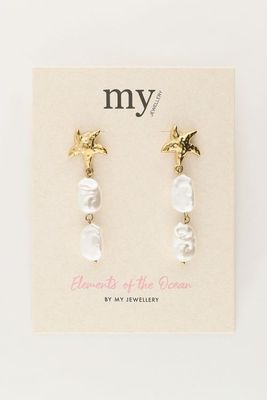 My Jewellery Earring star 2 pearls Gold