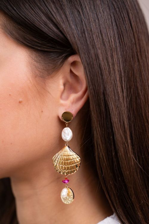 My Jewellery Earring statement shell beads Gold
