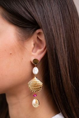 My Jewellery Earring statement shell beads Gold