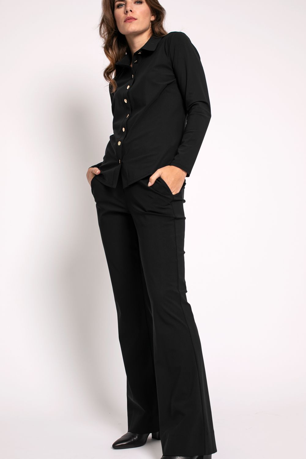 Studio Anneloes Flair bonded trousers LONG zwart