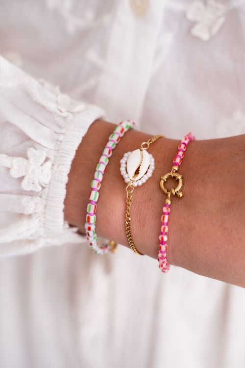My Jewellery bracelet beads with lock green Silver MJ10813