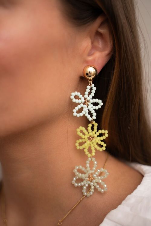 My Jewellery Earring statement 3 flowers green Gold MJ10070