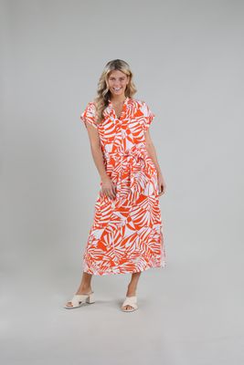Nukus Rosalie Dress Sophia coral/white print