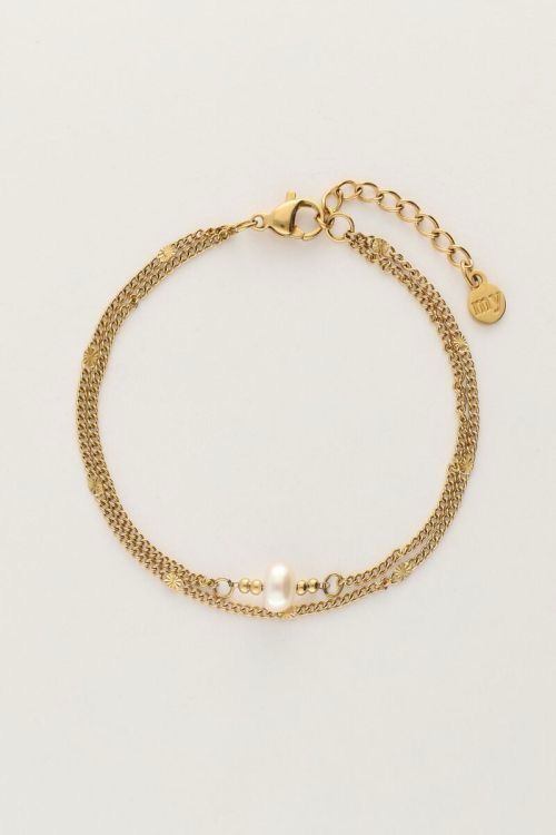 My Jewellery Bracelet 2 chains with pearl Goud