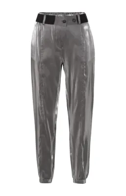 YaYa WOVEN METALLIC WIDE LEG TROUSE