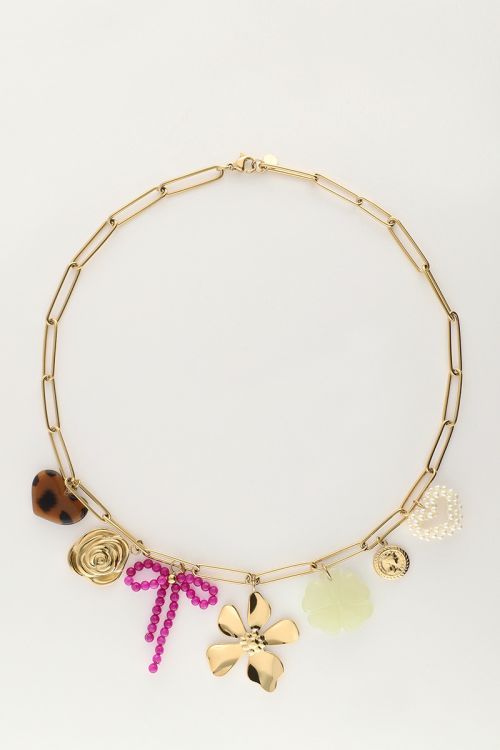 My Jewellery Necklace 7 chunky charms Goud