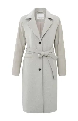 YaYa Long wool mix coat with faux