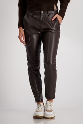 Monari broek faux leather bruin