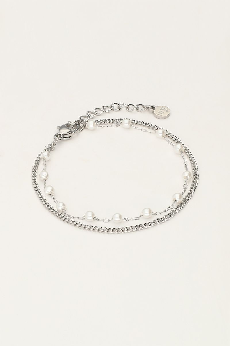 My Jewellery Bracelet chain &amp; pearls Zilver