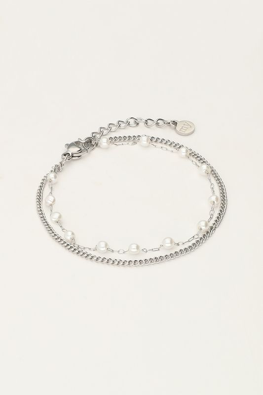 My Jewellery Bracelet chain &amp; pearls Zilver