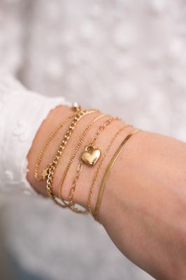 My Jewellery Bracelet chain &amp; love life heart Goud