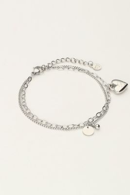 My Jewellery Bracelet chain &amp; love life heart Zilver