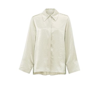YaYa Satin crinkle wide slv blouse