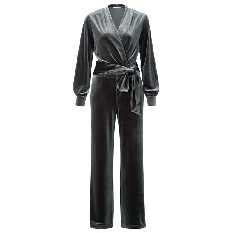 YaYa Jersey velours wide leg jumpsuit