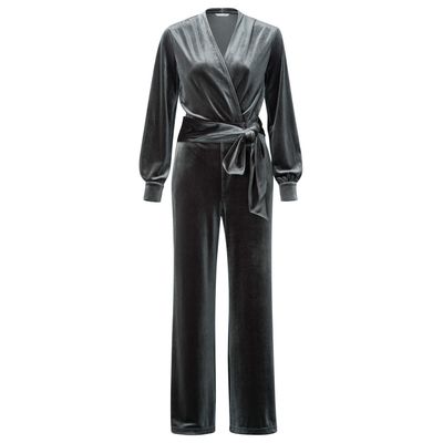 YaYa Jersey velours wide leg jumpsuit