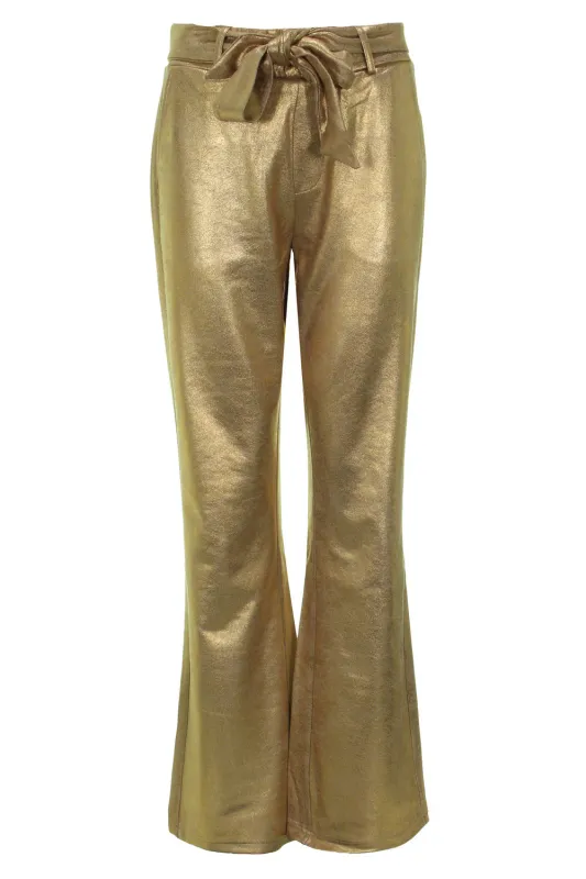 Zoso Metallic suedine trouser Goud