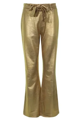 Zoso Metallic suedine trouser Goud