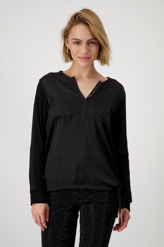 Monari blouse v hals zwart