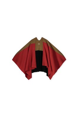 Kyra poncho colorblock knit Rood Colorblock poncho