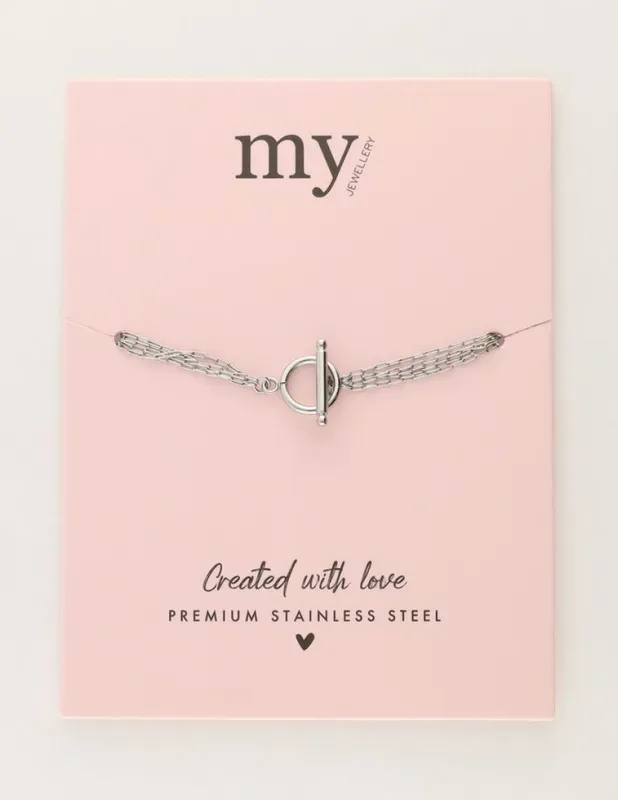My Jewellery Bracelet 4 chains lock Zilver