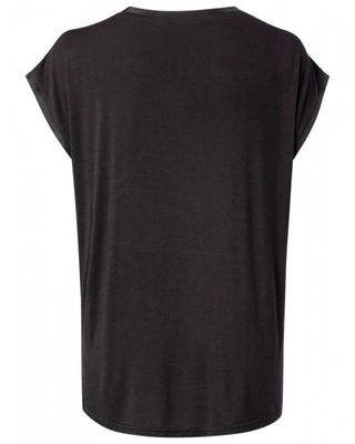 YAYA Basic top van gemengde stof met ronde hals en kapmouwtjes