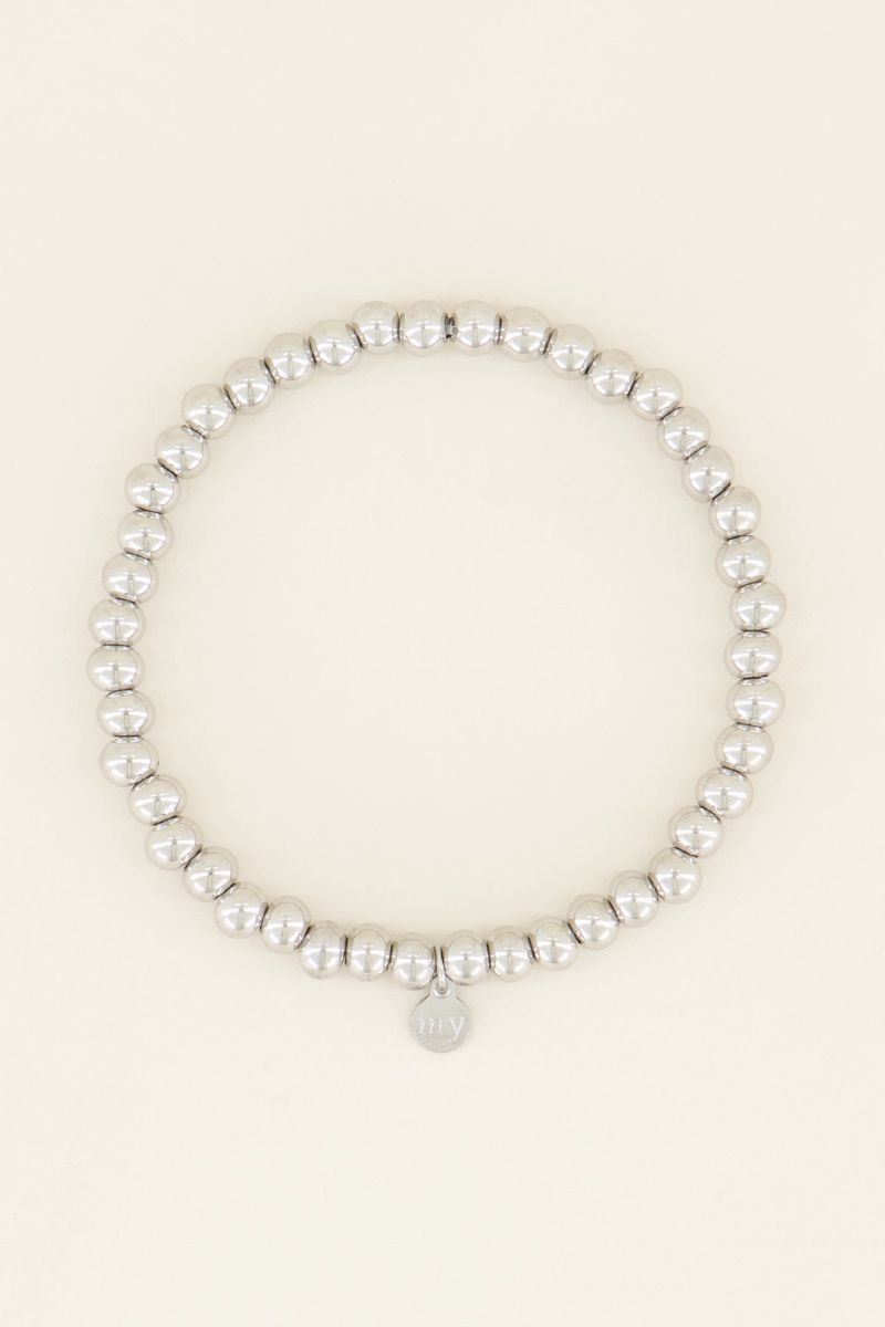 My Jewellery Stretch armband stalen kralen Zilver
