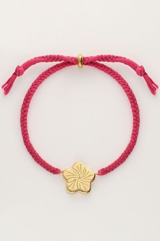 My Jewellery Bracelet cord pink flower Goud