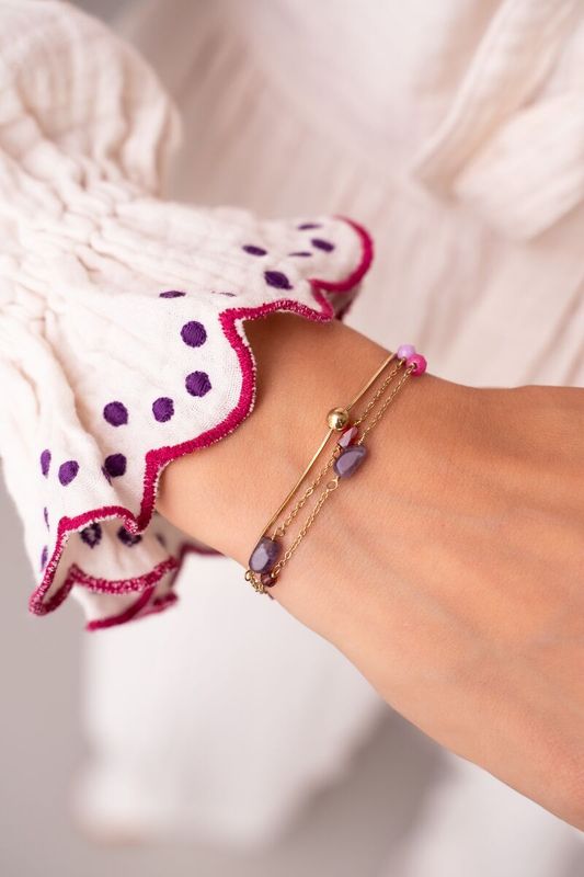 My Jewellery Bracelet multi beads lilac pink Goud
