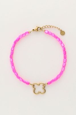 My Jewellery Bracelet pink beads clover Goud