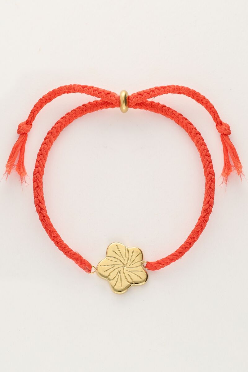 My Jewellery Bracelet cord orange flower Goud