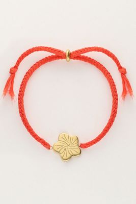 My Jewellery Bracelet cord orange flower Goud