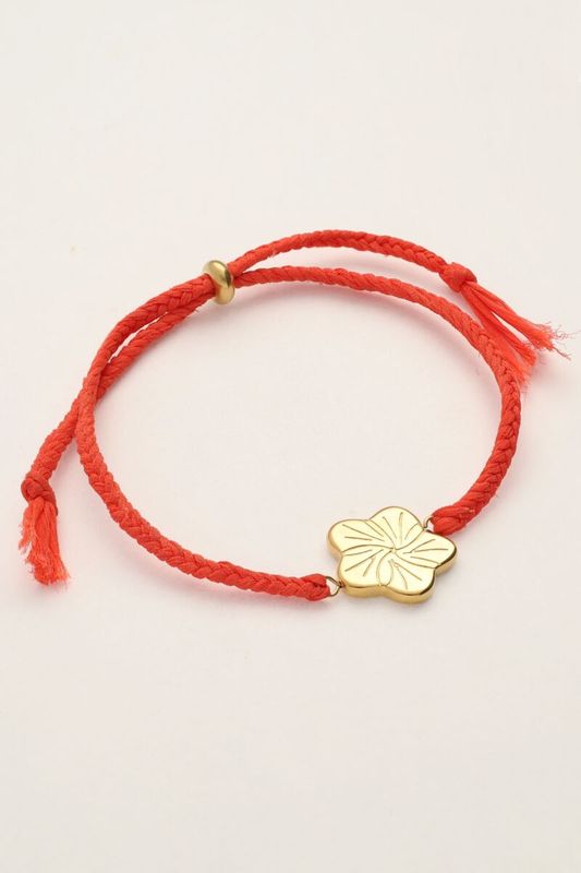 My Jewellery Bracelet cord orange flower Goud